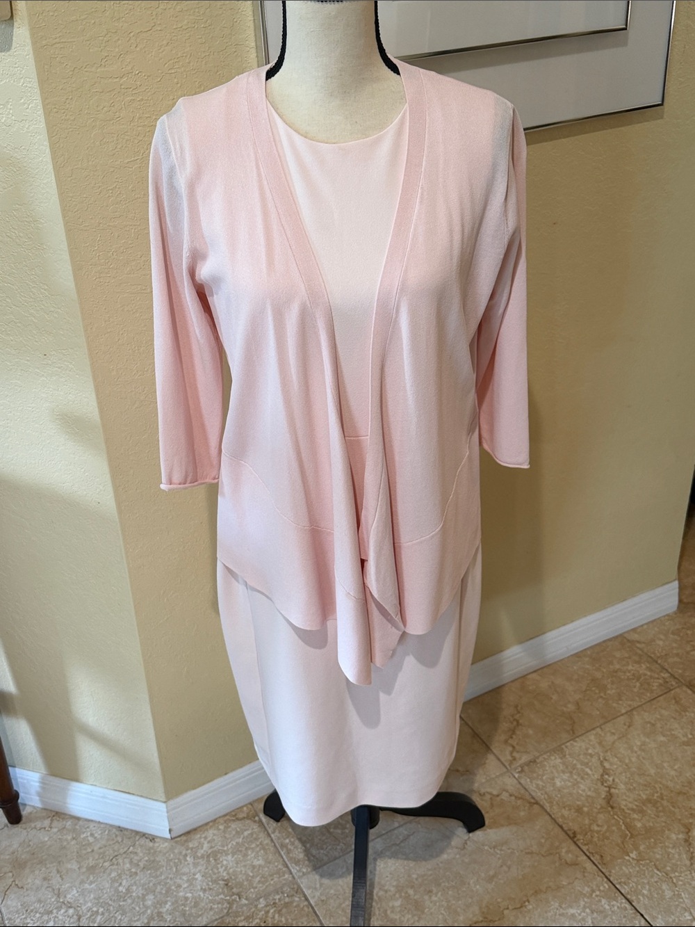 Calvin Klein Pale Pink Dress with Sweater Jacket